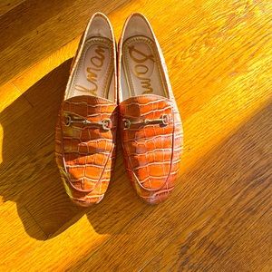 Sam Edelman Croc-Embossed Loafers in Brown